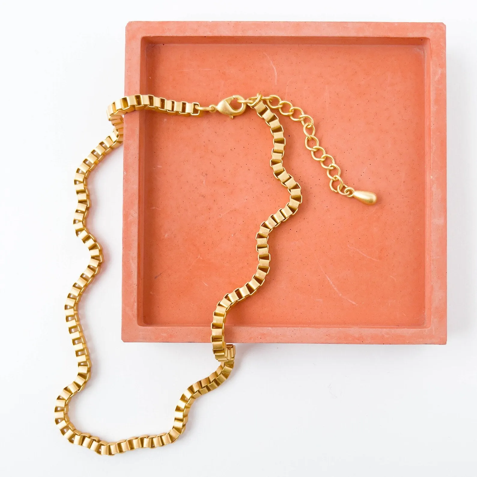 Matte Gold Box Chain Necklace