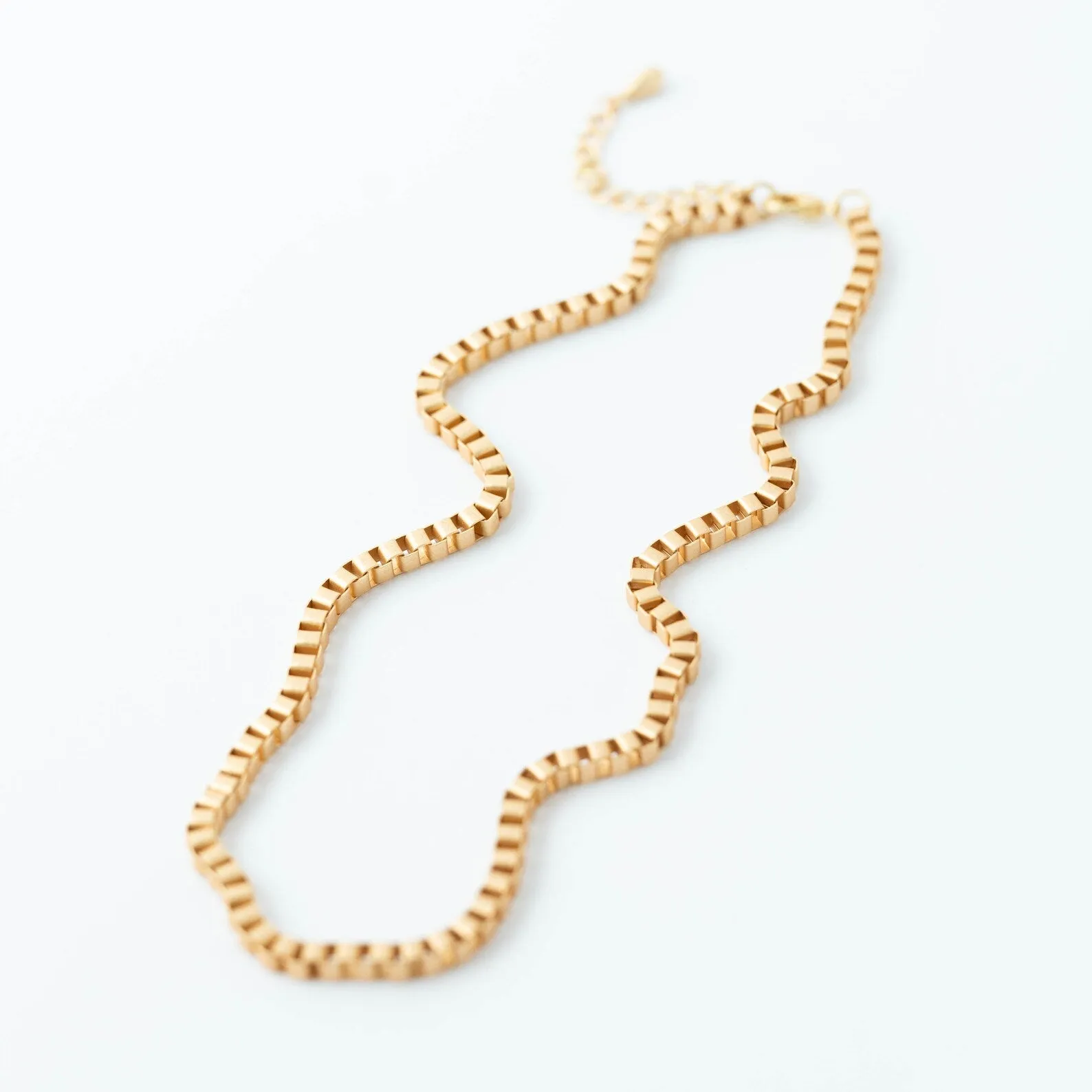 Matte Gold Box Chain Necklace