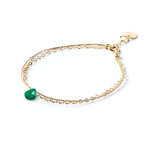 May Emerald Gold and Silk Birthstone Bracelet