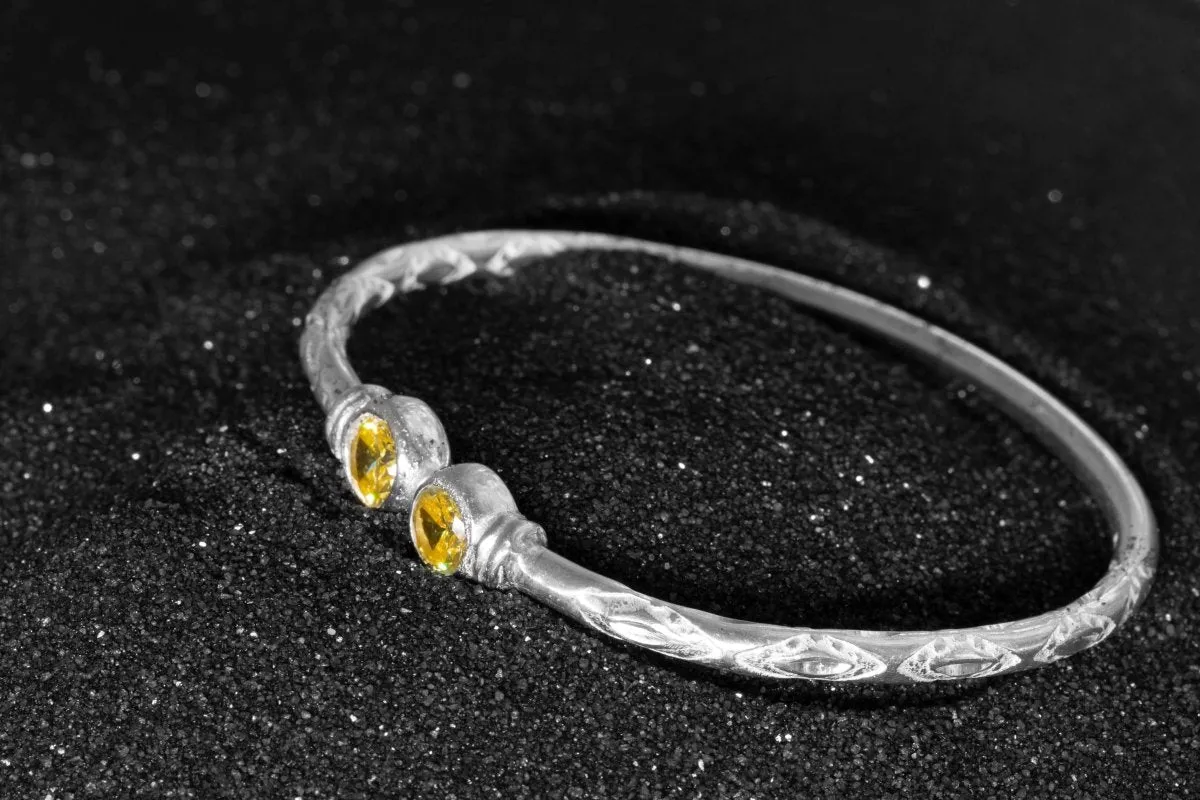 Medium Bangle with Synthetic Yellow Topaz November Birthstone