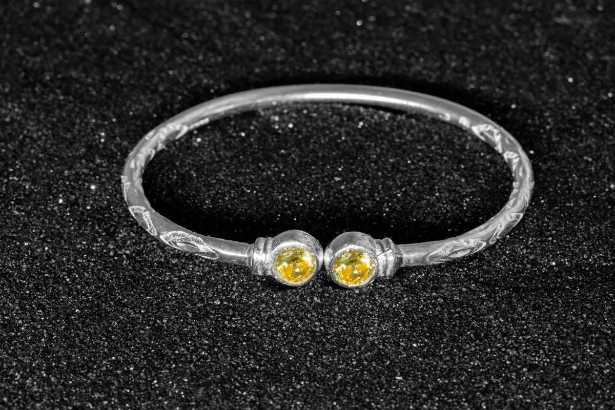 Medium Bangle with Synthetic Yellow Topaz November Birthstone