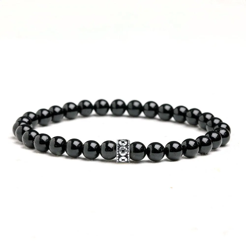 Men's Black Tourmaline Gemstone Bracelet 6mm