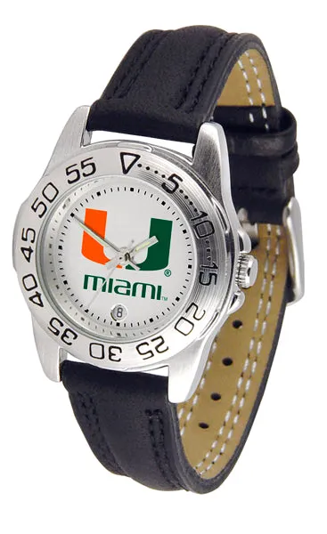 Miami Hurricanes Sport Leather Ladies Watch