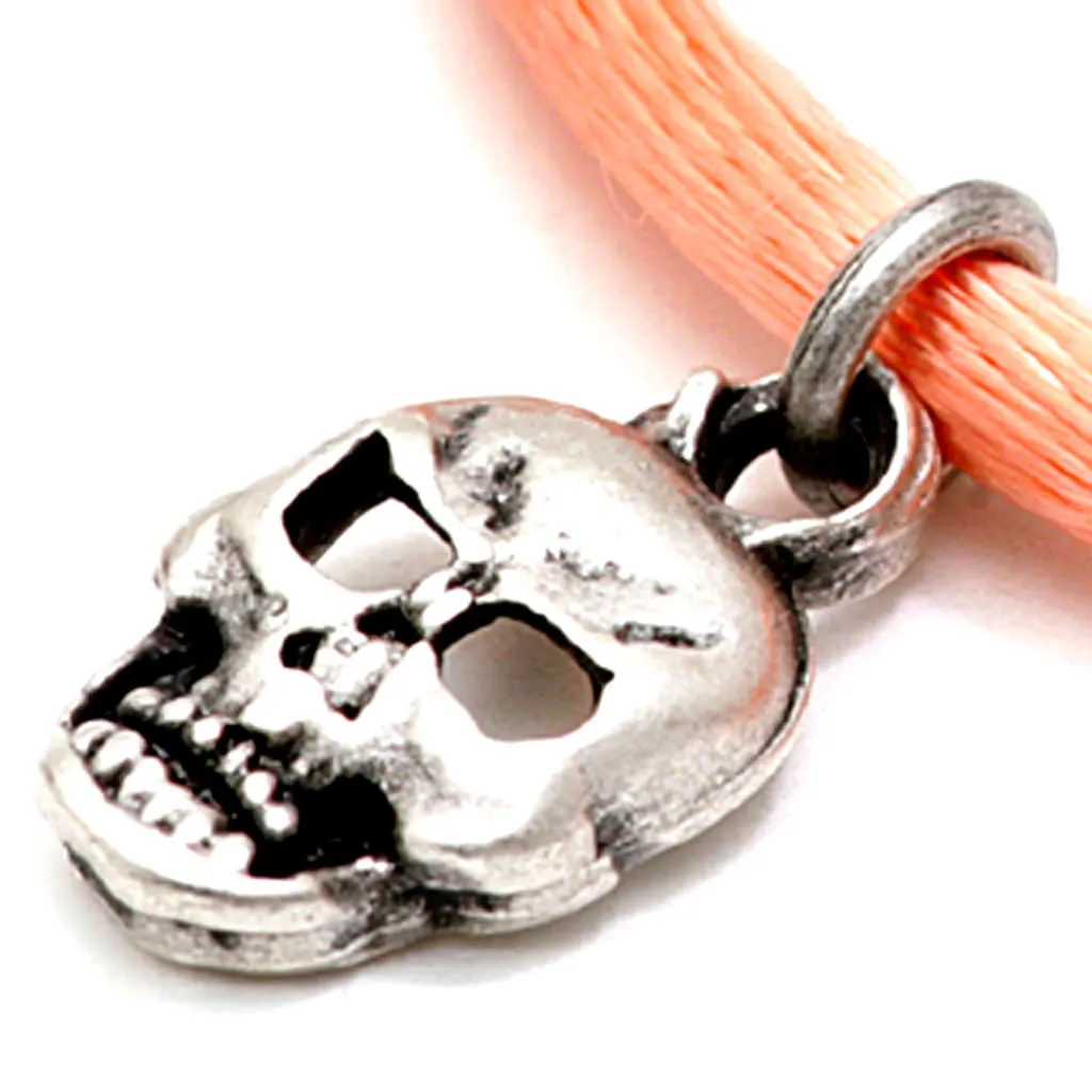 Mini Skull Charm Satin Cord Bracelet