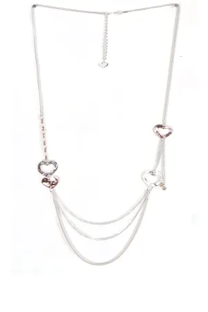 Multiple Heart Layered Chain Long Necklace