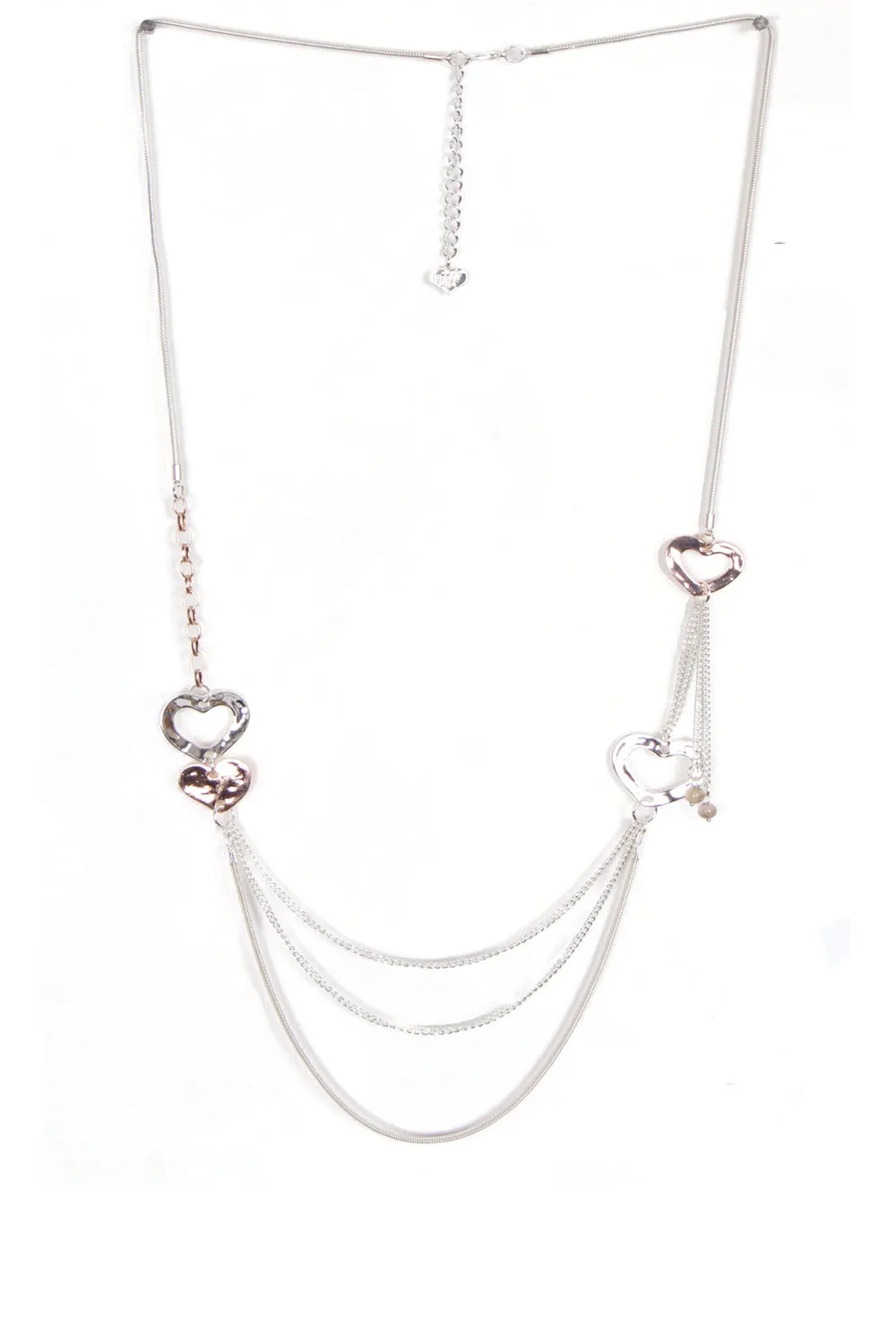 Multiple Heart Layered Chain Long Necklace