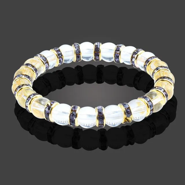 Natural Crystal Blue Stone Beads Yoga Fitness Buddha Stones Bracelet