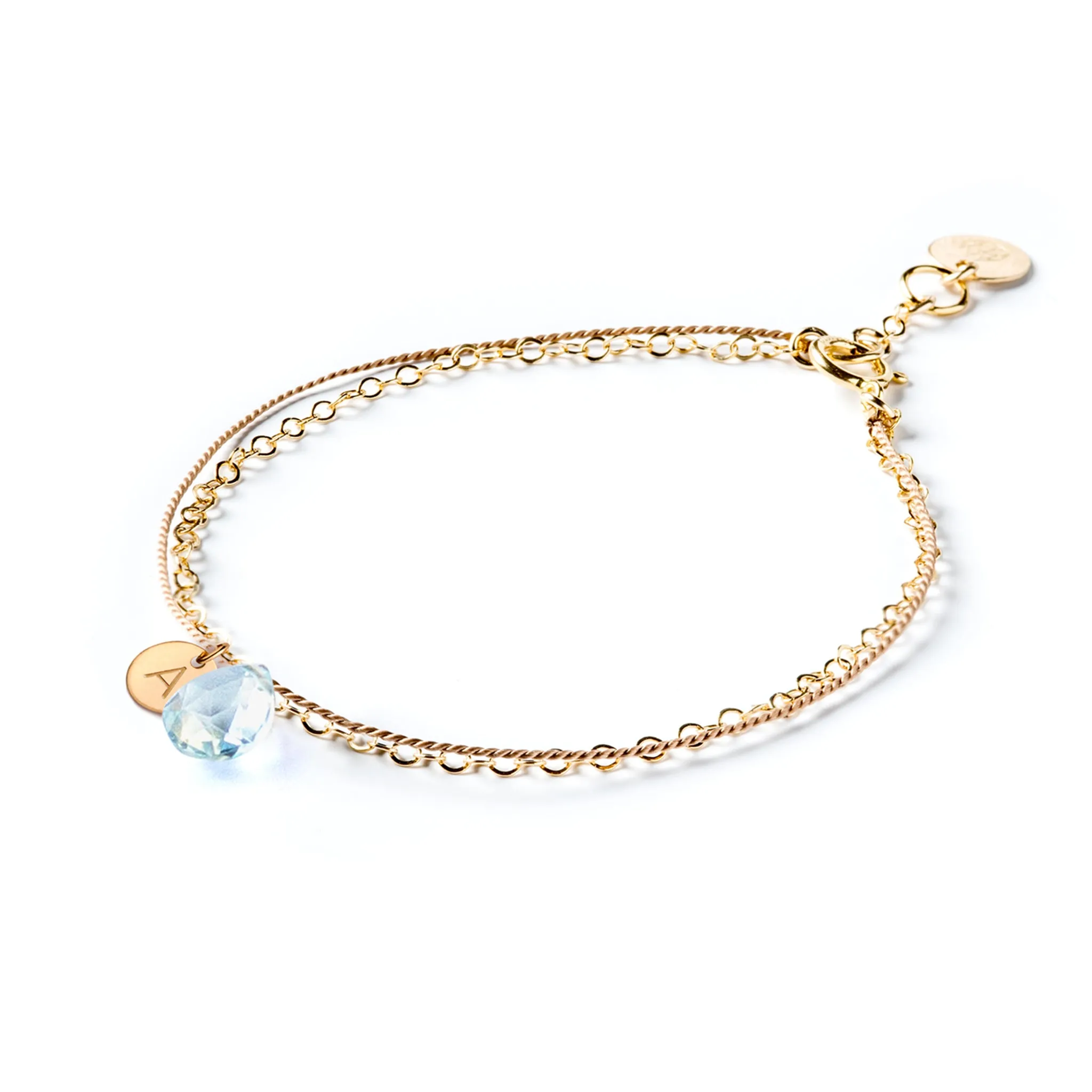 November Topaz Gold and Silk Birthstone Bracelet