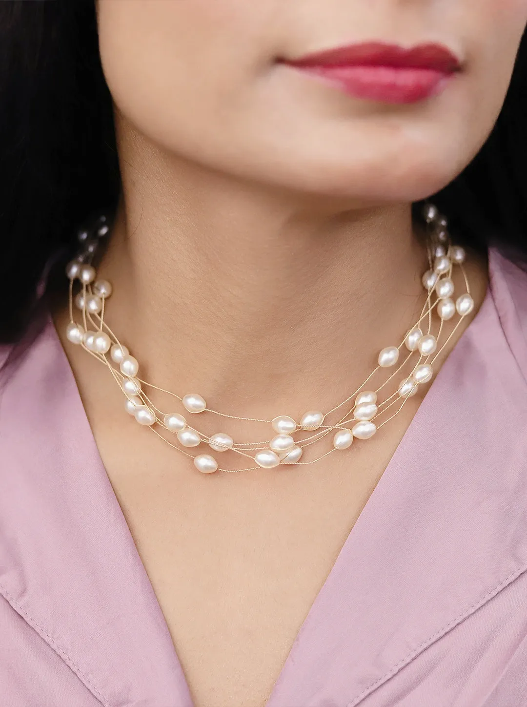 Ornaio 18K Gold Plated Pearl Detailing Necklace