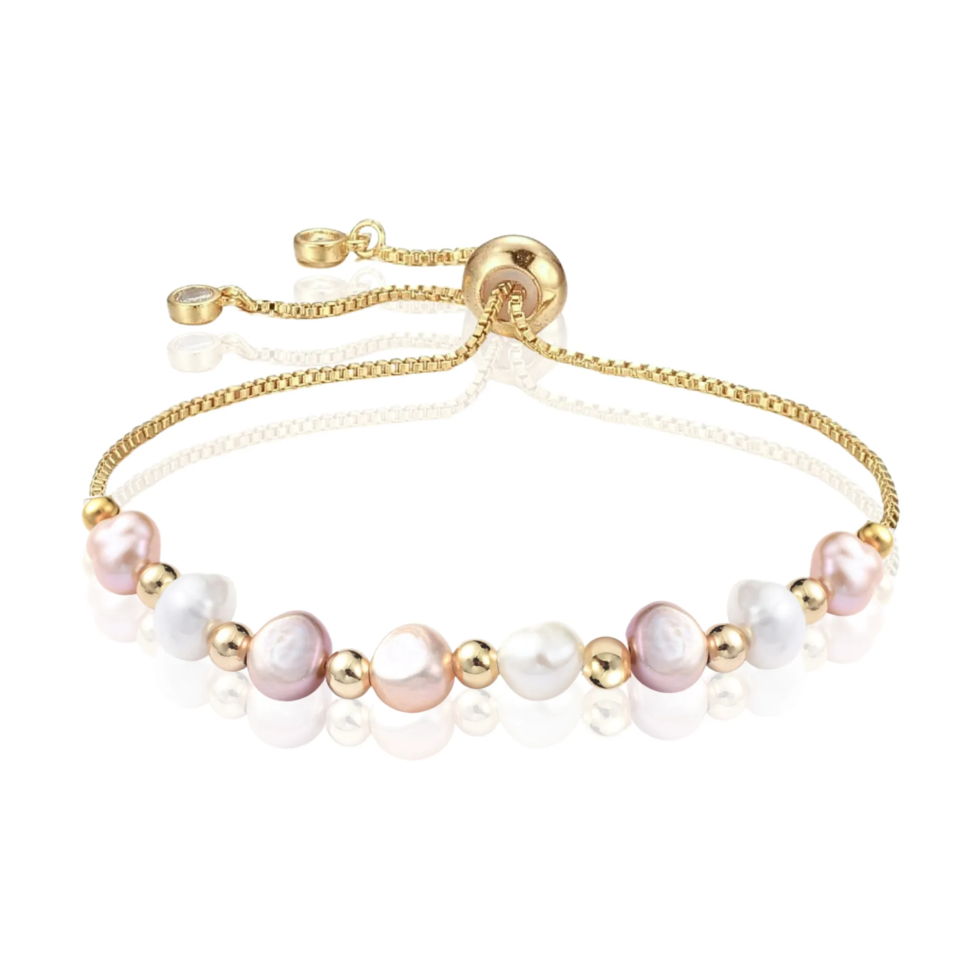 Pastel Elegance Pearl Adjustable Bracelet