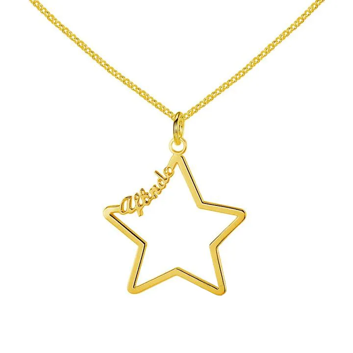 Personalized 925 Sterling Silver Star Necklace, Name Engraved Pendant Necklaces, Jewelry Gift for Women