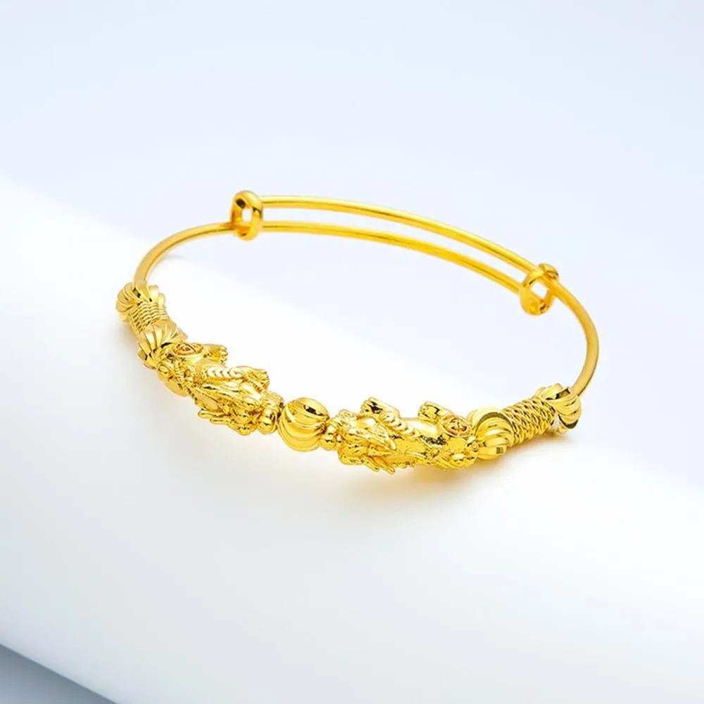 Pi Xiu Push Pull Feng Shui Pixiu Bracelet Dragon Wealth Gold Bracelet