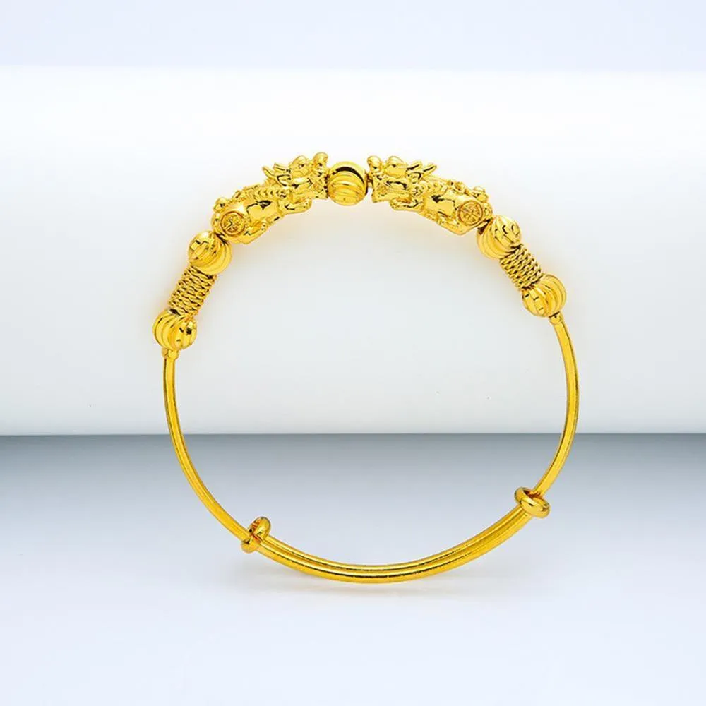 Pi Xiu Push Pull Feng Shui Pixiu Bracelet Dragon Wealth Gold Bracelet