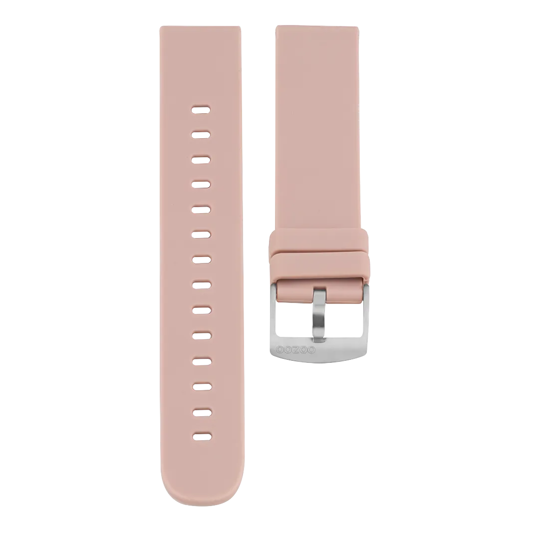 Pink grey OOZOO rubber strap with silver clasp