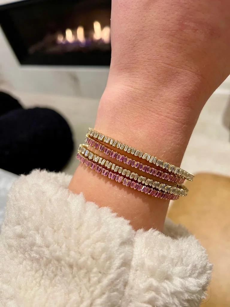 PINK SAPPHIRE BAGUETTE PICKET BANGLE