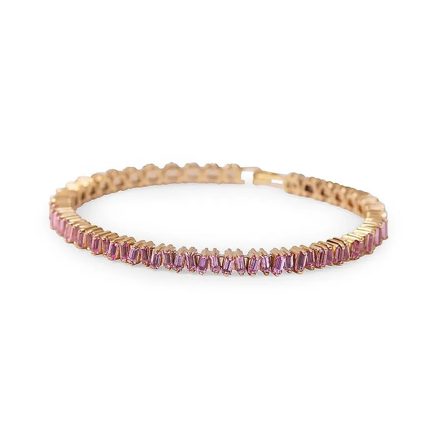 PINK SAPPHIRE BAGUETTE PICKET BANGLE