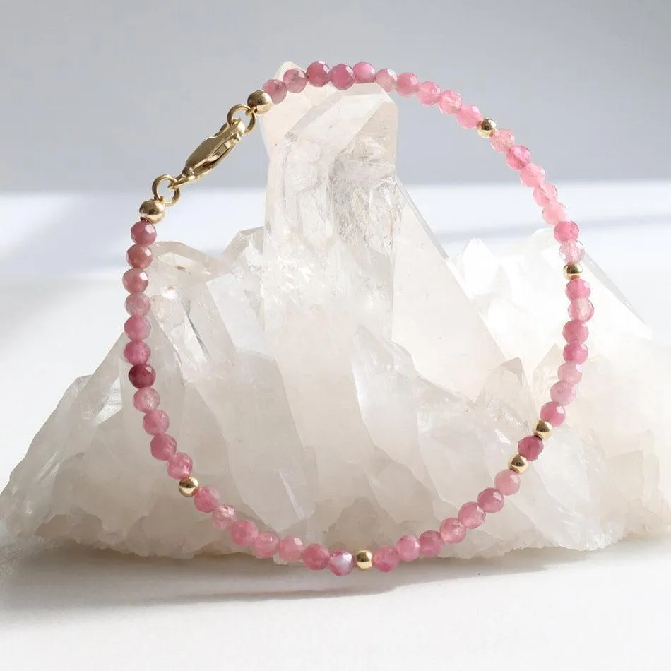 Pink Tourmaline Dainty Bracelet