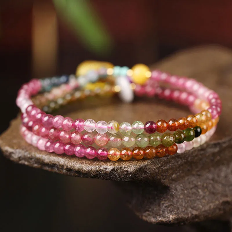 Pink Tourmaline Stacking Bracelet with Multi-Gemstone