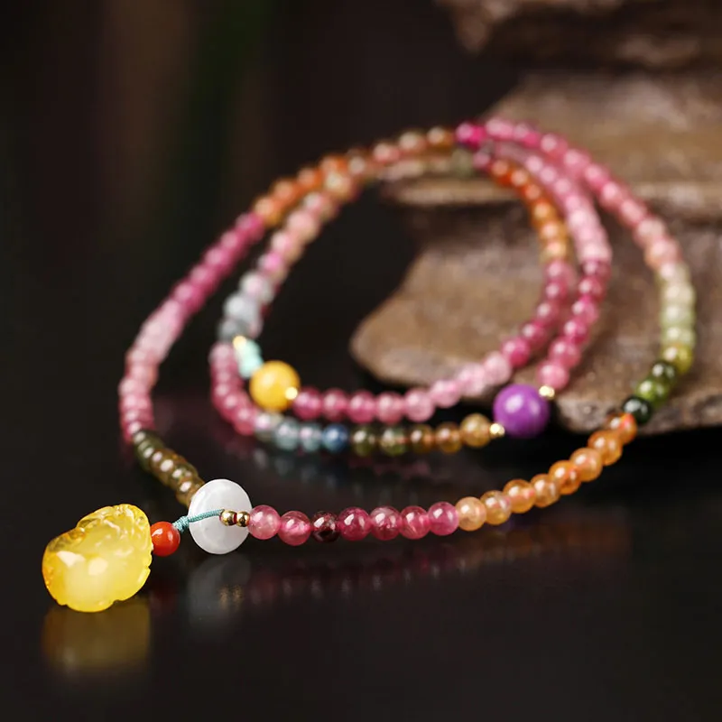 Pink Tourmaline Stacking Bracelet with Multi-Gemstone