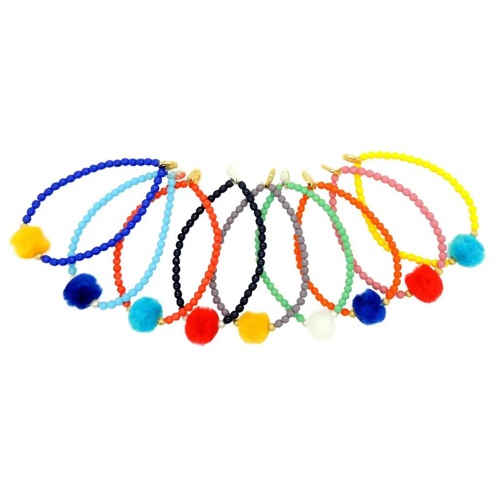 Pompom Stardust Charm Glass Bead Bracelet