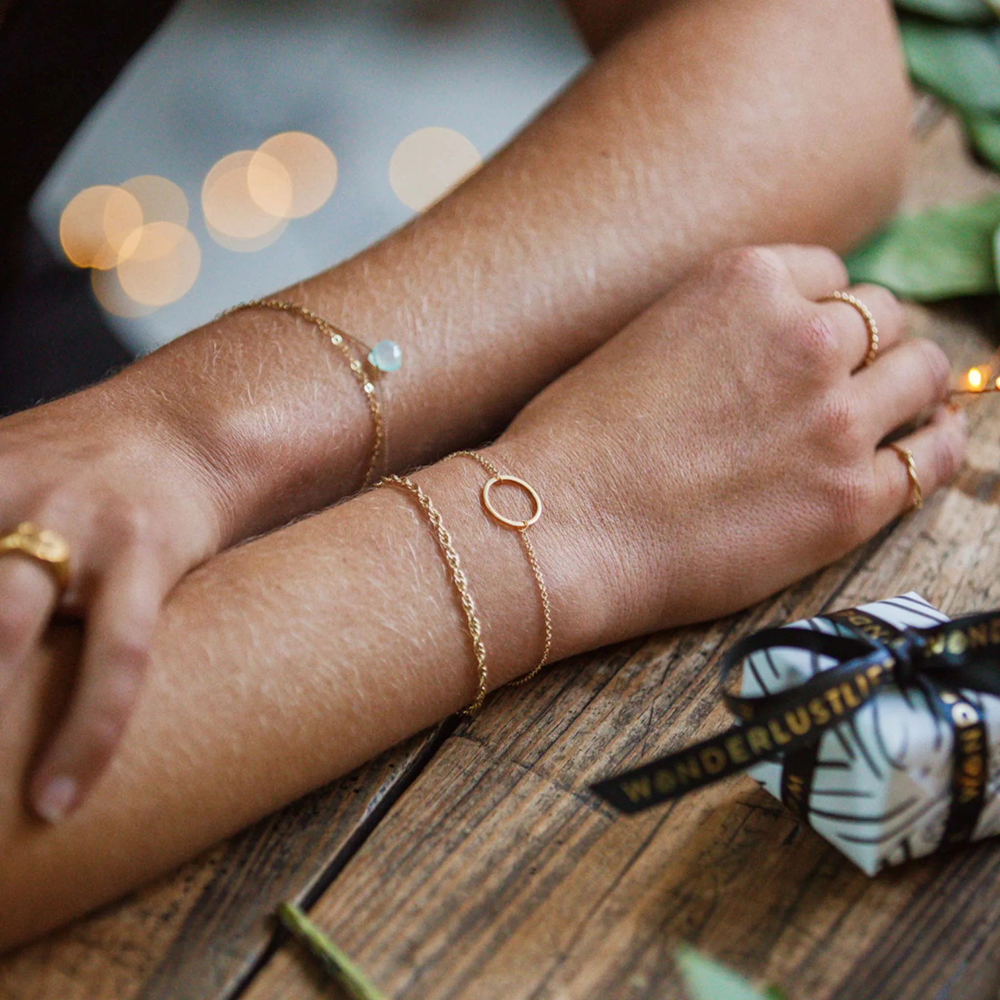 Sea Glass Chalcedony Gold and Silk Bracelet