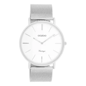 Silver coloured OOZOO watch with silver coloured metal mesh bracelet - C9900