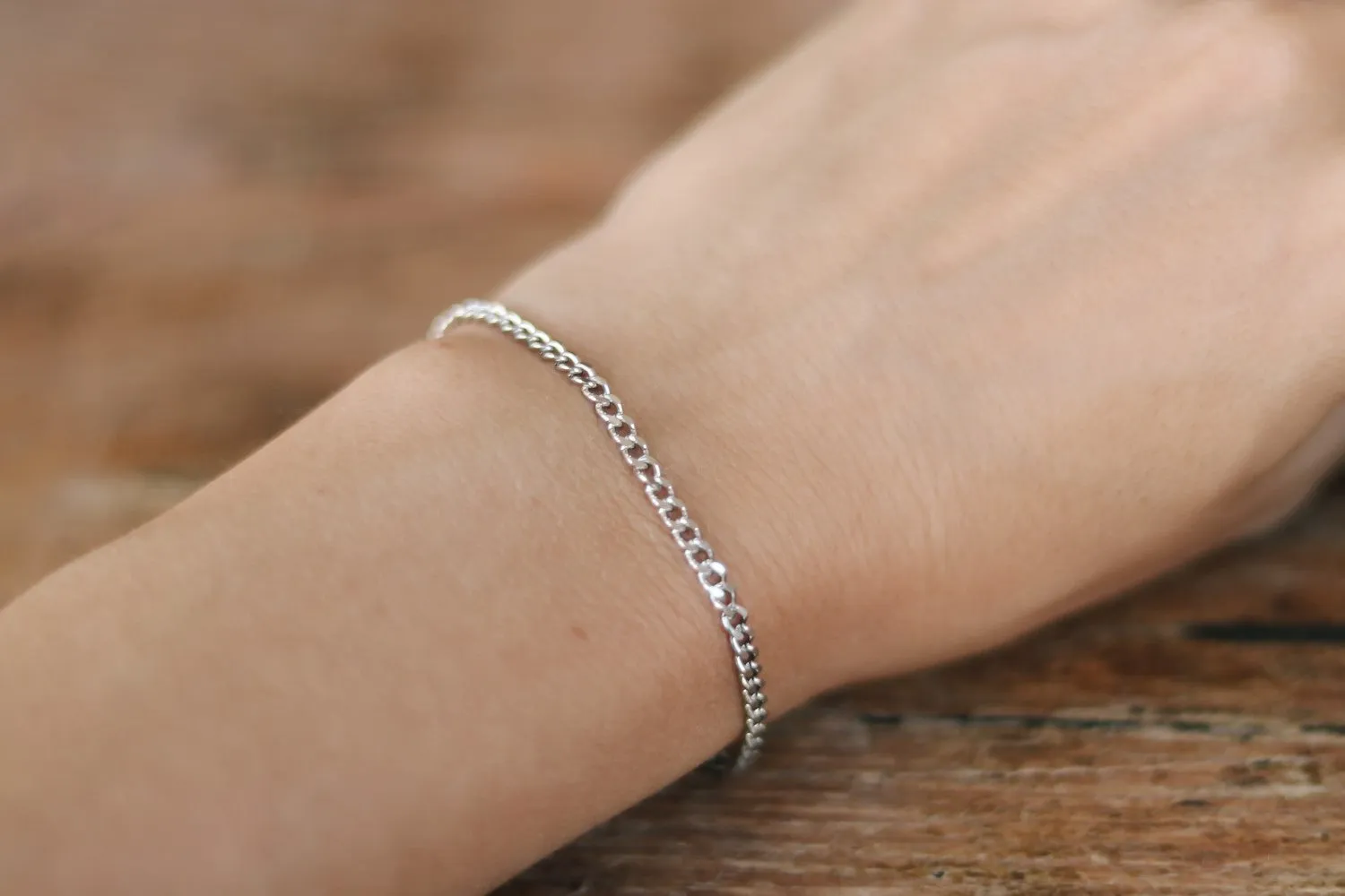 Silver tone chain bracelet, stainless steel, waterproof bracelet, gift for her, festival jewelry