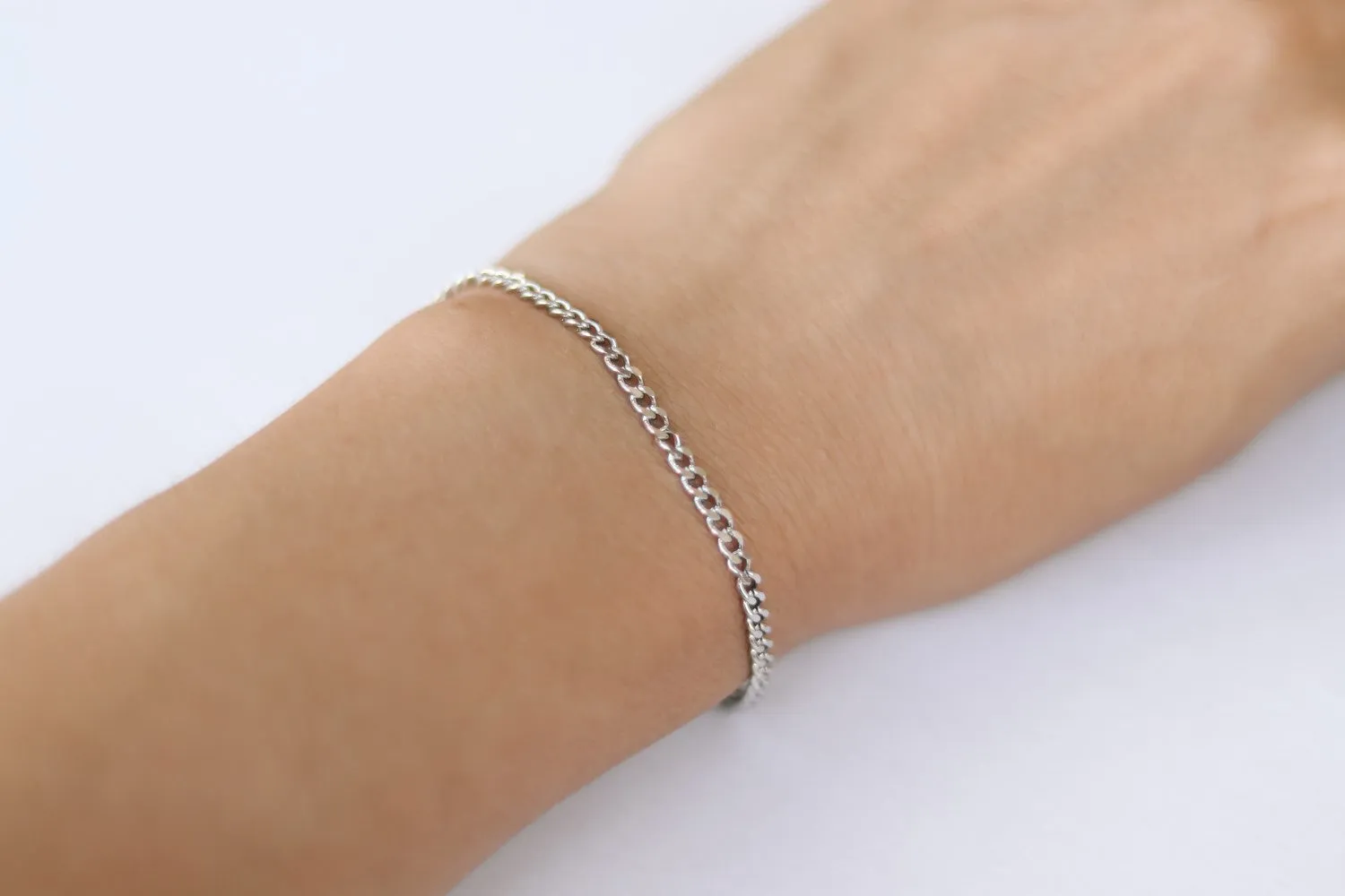 Silver tone chain bracelet, stainless steel, waterproof bracelet, gift for her, festival jewelry