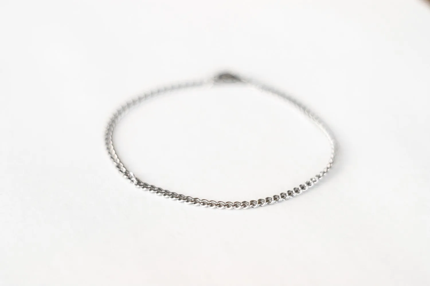 Silver tone chain bracelet, stainless steel, waterproof bracelet, gift for her, festival jewelry