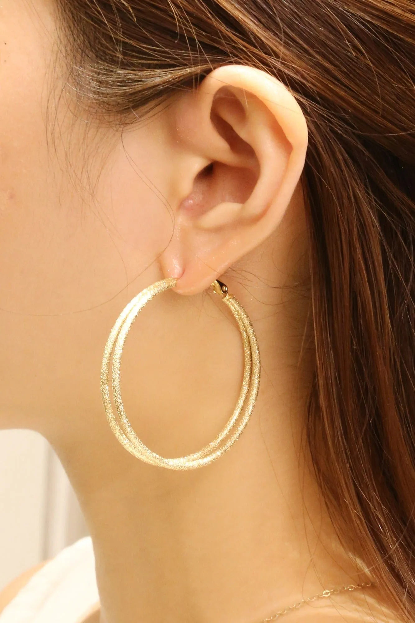 SJE310008 14K Gold Dipped Omega Closure Hoop Earrings