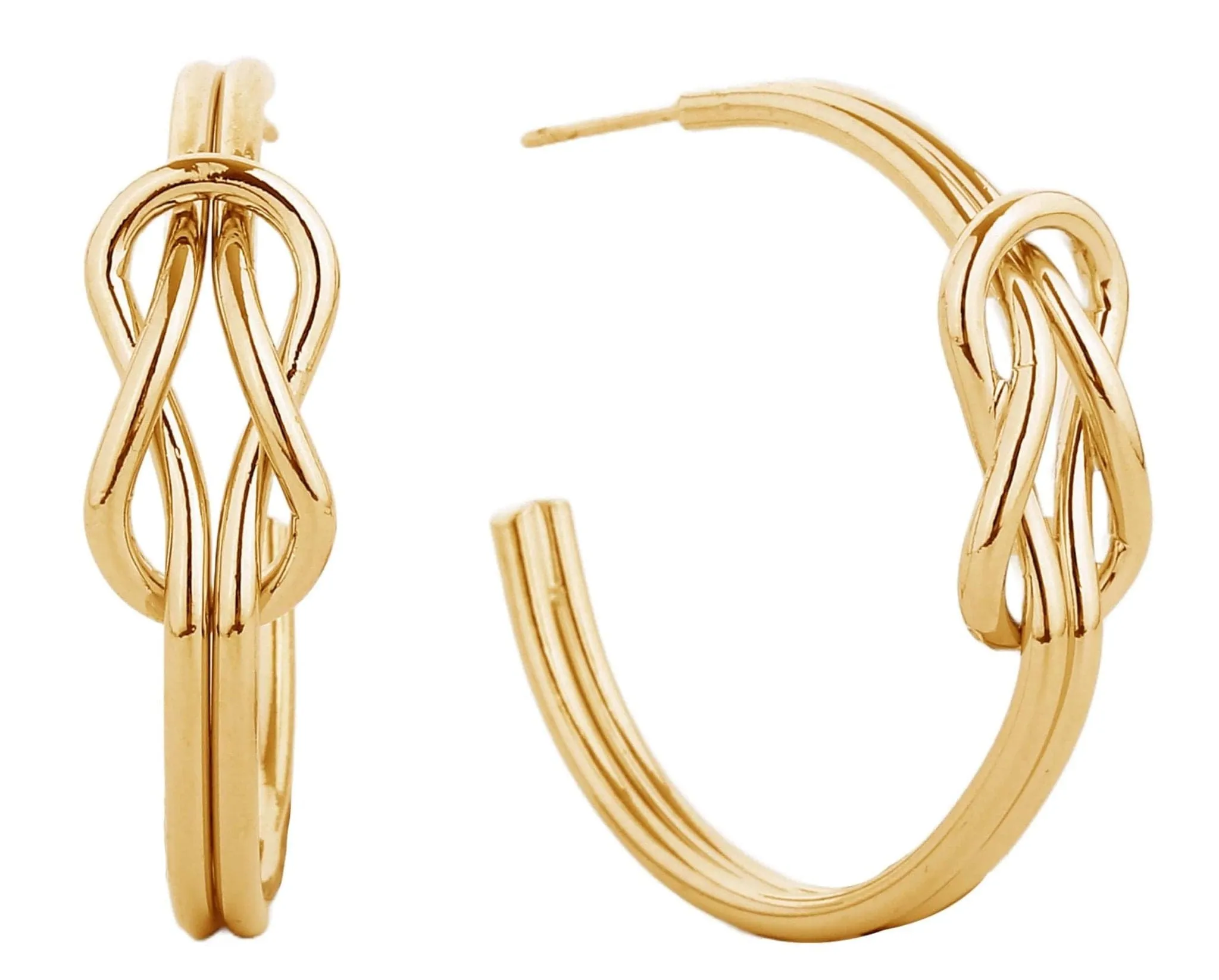 SJE310399 14K Dipped Knot Post Hoop Earrings