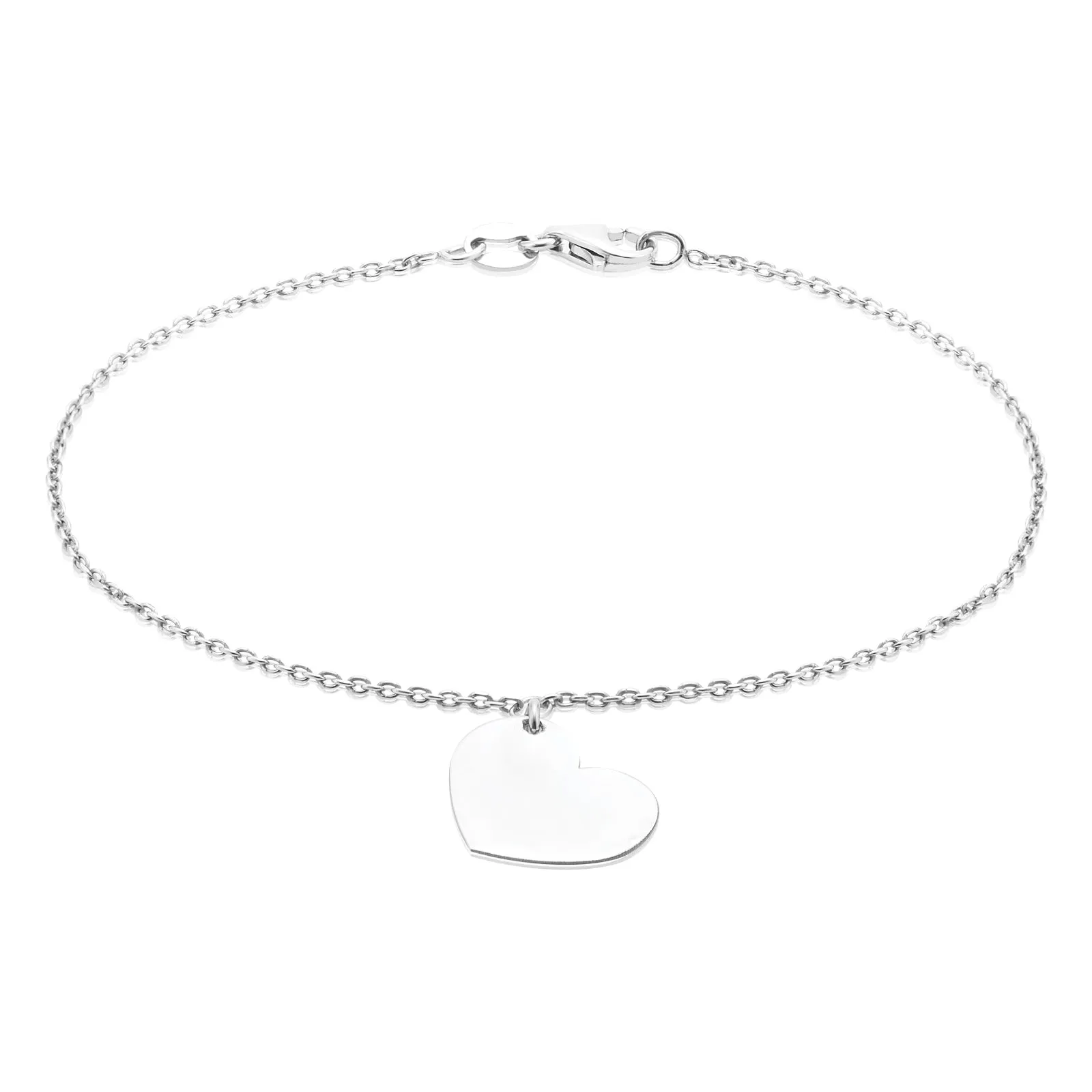 Sterling Silver  19cm Heart Drop Bracelet