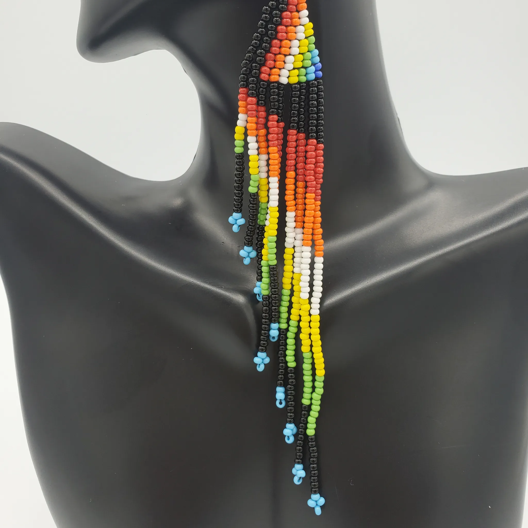 SUNSET Blue Asymmetrical Beaded Earrings