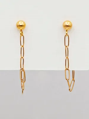 Susan Rifkin Ball Stud Drop Chain Wrap Earrings  | 14k Gold Filled