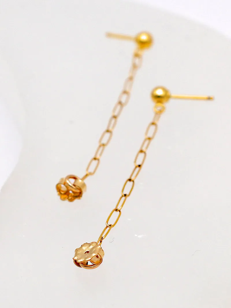 Susan Rifkin Ball Stud Drop Chain Wrap Earrings  | 14k Gold Filled