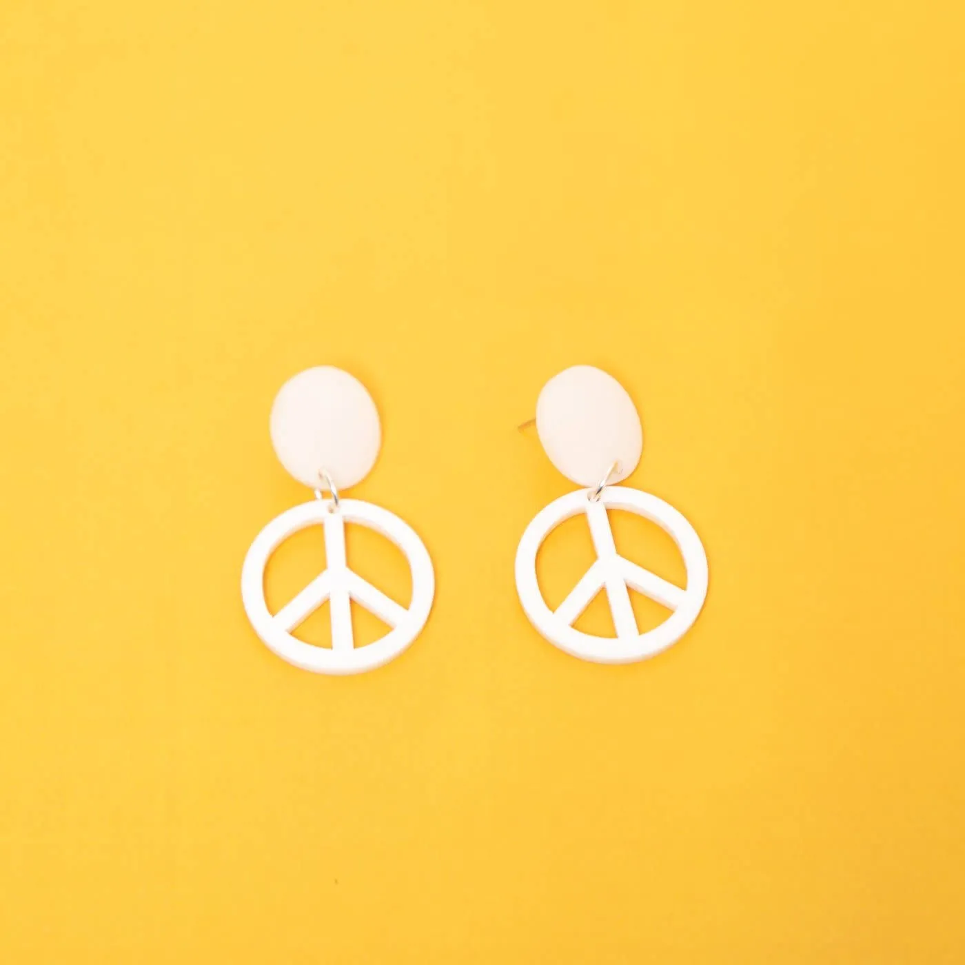 The Peace Sign Hanging Stud Earrings- Pink