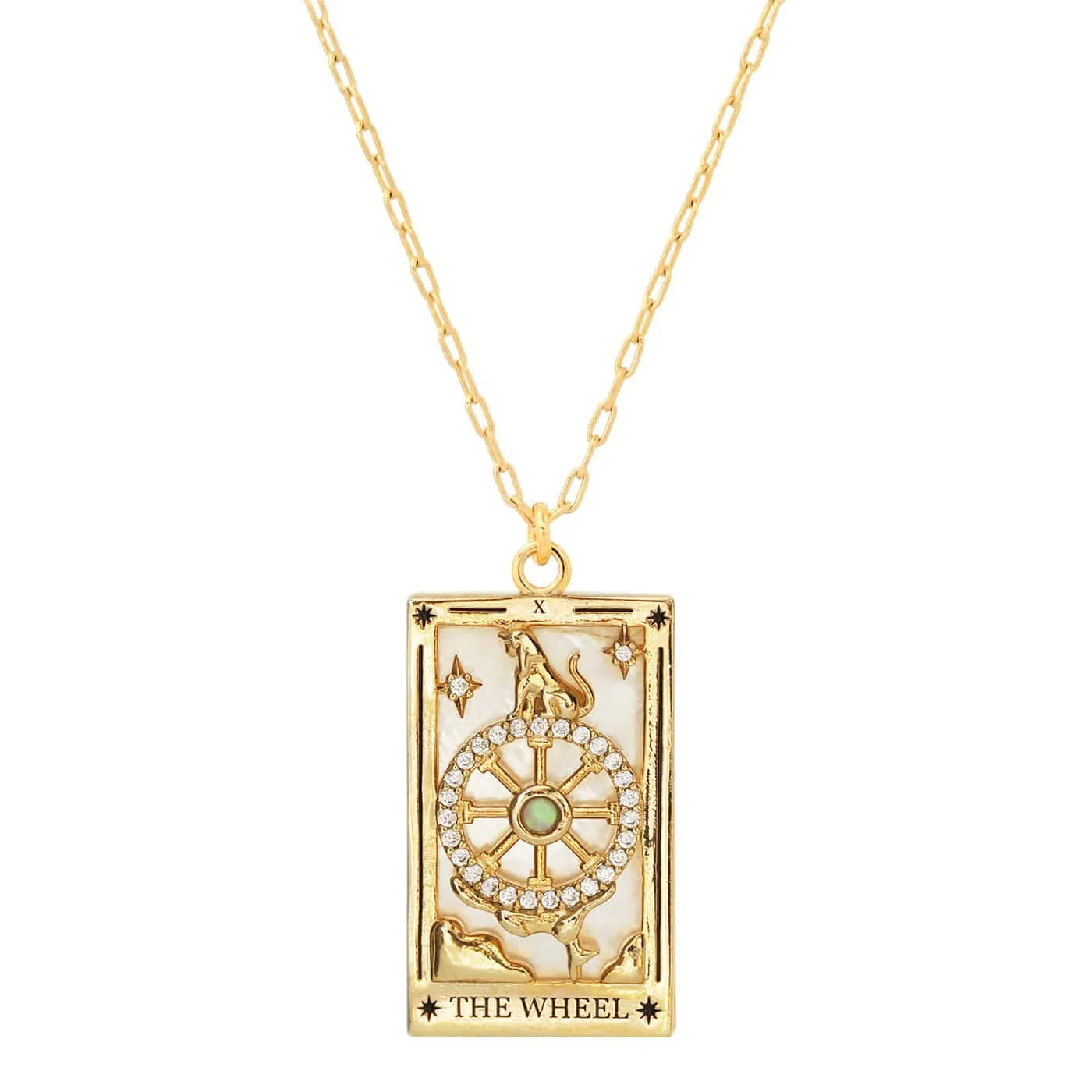 The Wheel Tarot Card Pendant Necklace