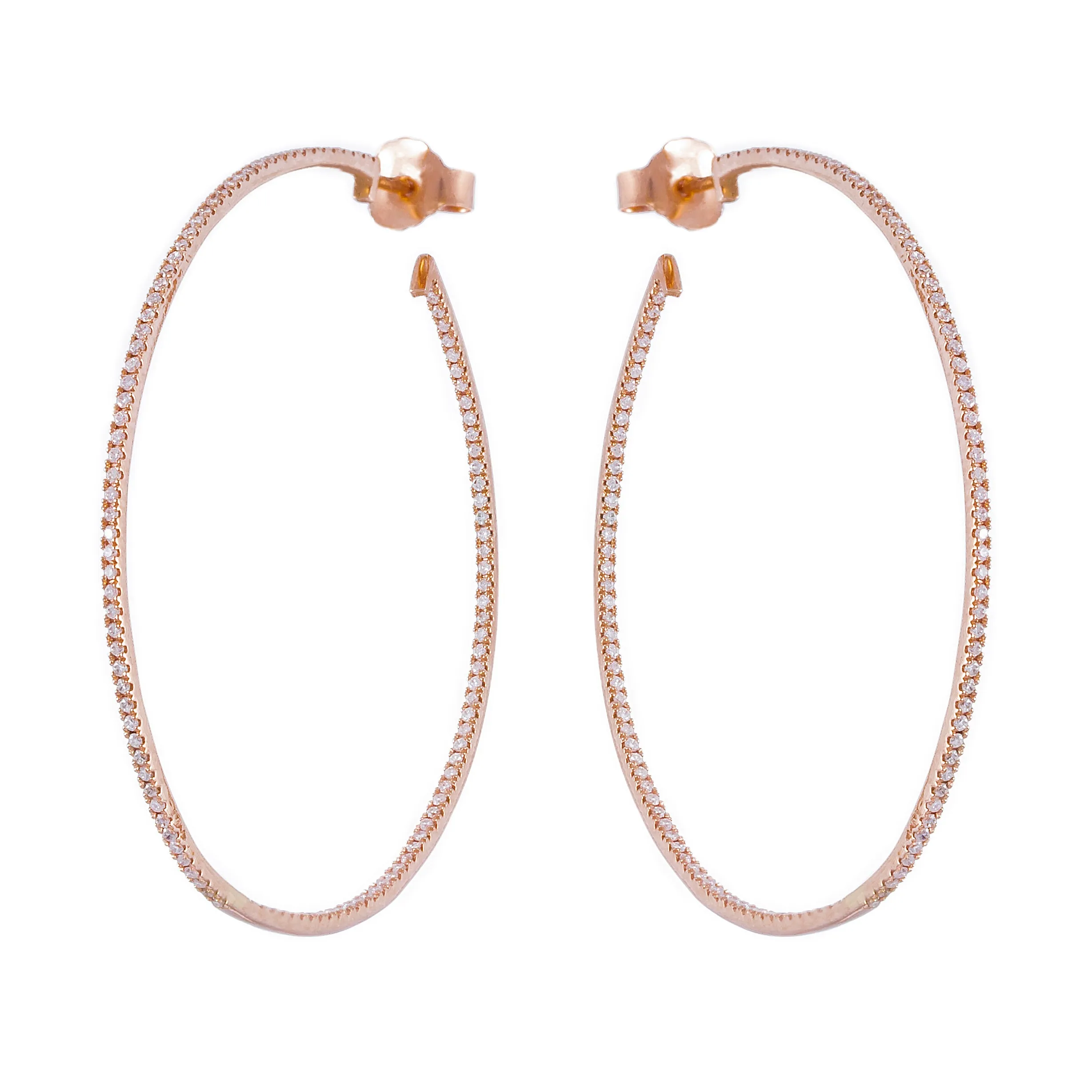 Thin White Diamond Hoops