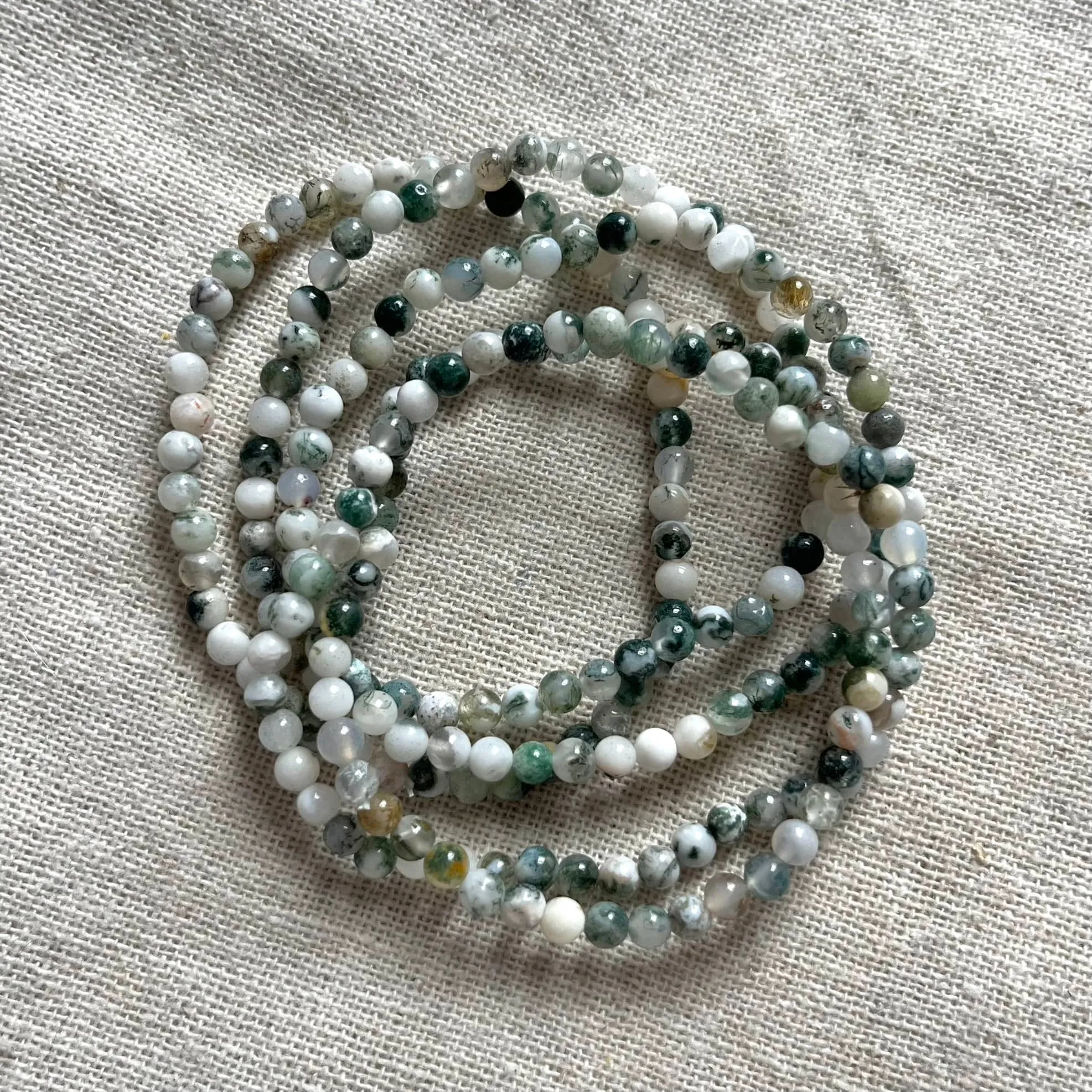 Tree Agate 4mm Beaded Bracelet - Grounding