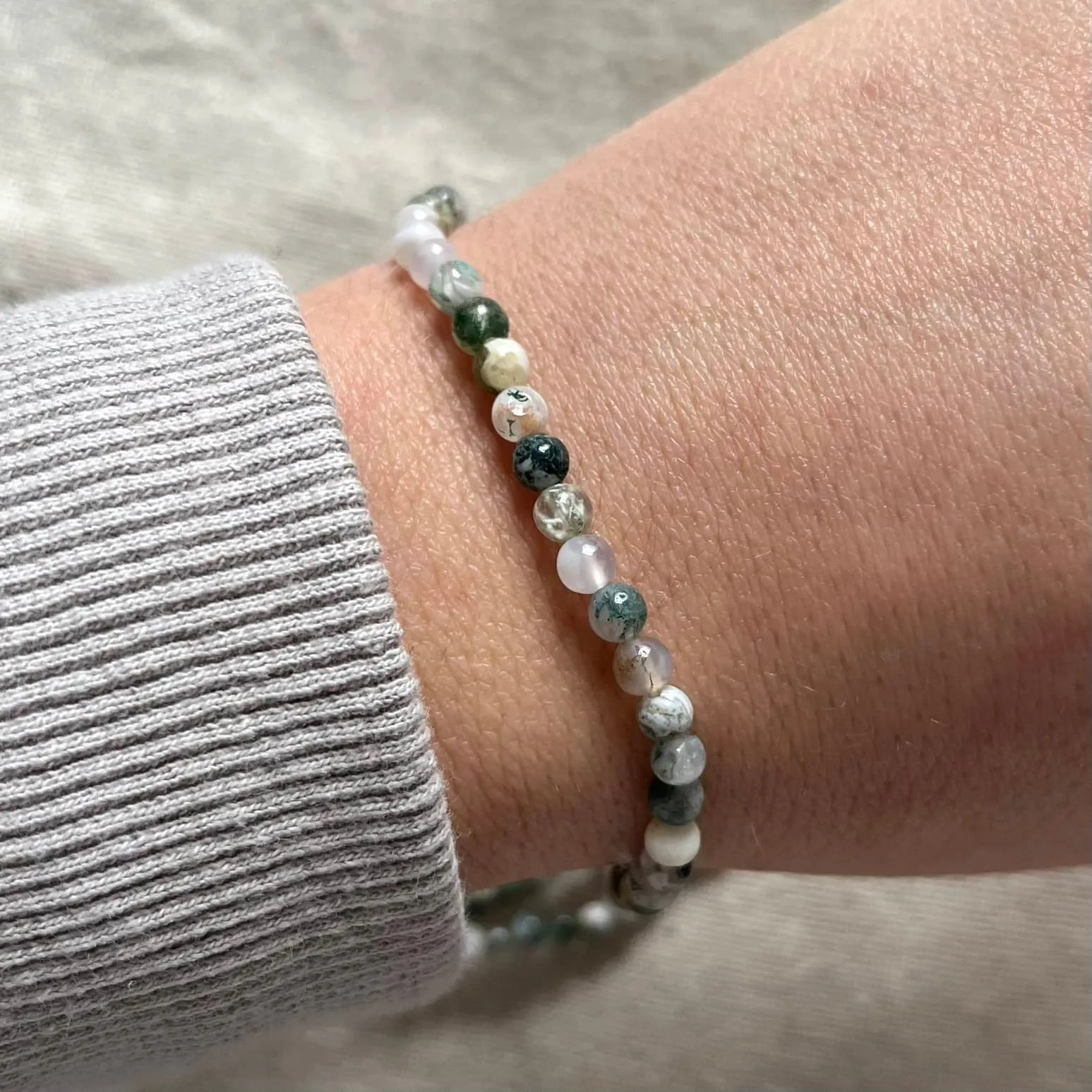 Tree Agate 4mm Beaded Bracelet - Grounding