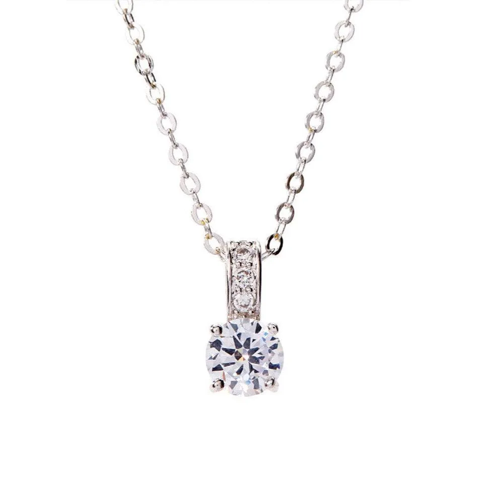 White Gold Cubic Zirconia Pendant Necklace for Women