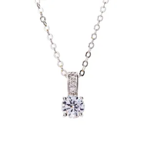 White Gold Cubic Zirconia Pendant Necklace for Women