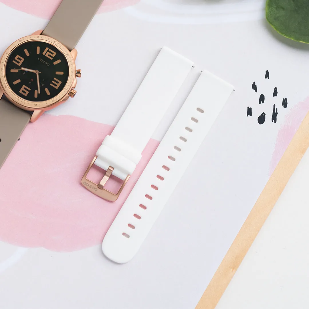 White OOZOO rubber strap with rose gold clasp